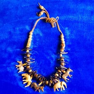 Handcrafted Handcarved Beaded Animal Wooden Necklace